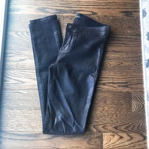 J BRAND COATED SKINNY JEANS - BLACK